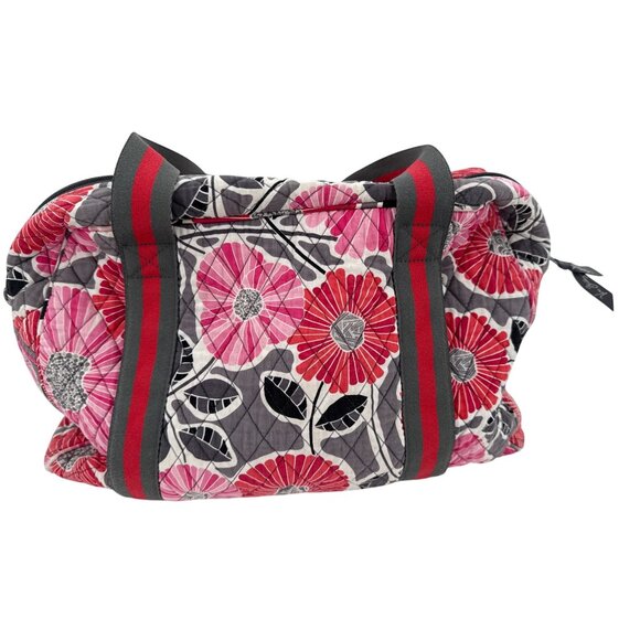 Vera Bradley Quilted Floral Duffle Bag With Black & Red Straps - Picture 3 of 9
